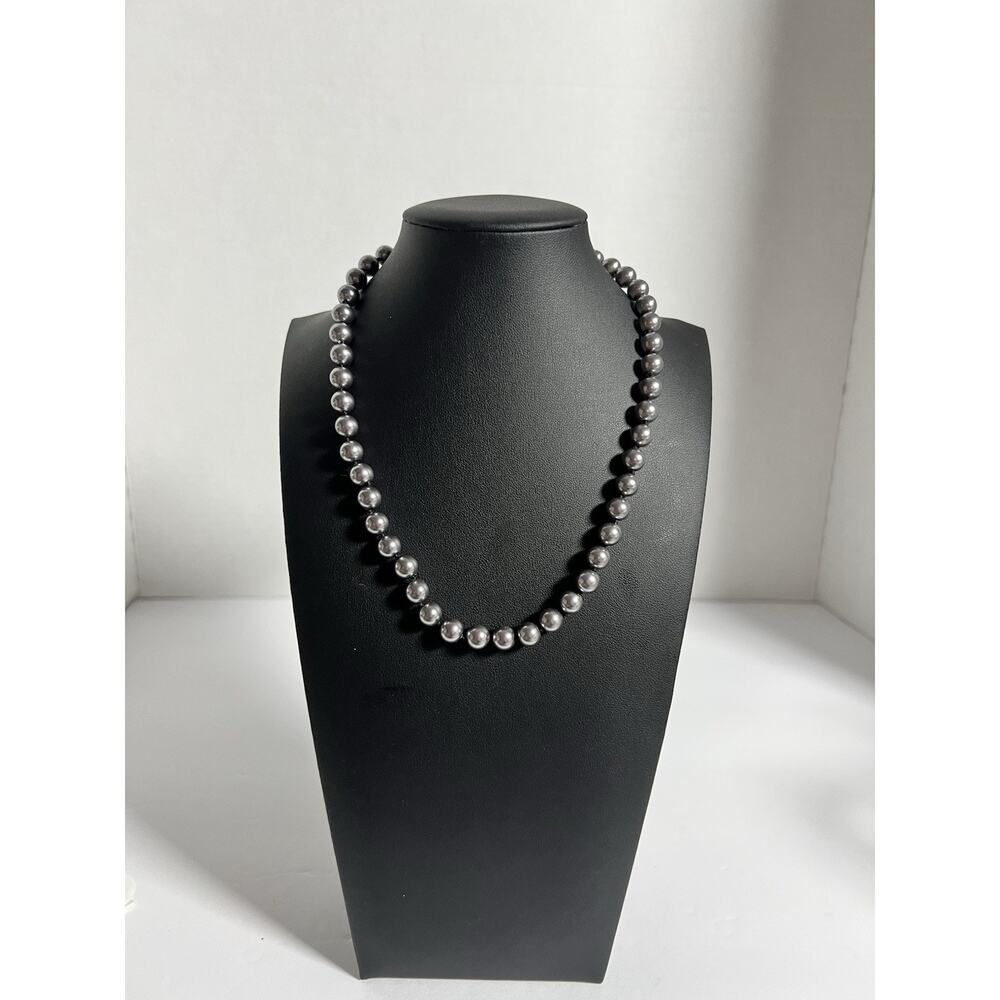 Vintage Simulated Gray Pearl Necklace Classic 18” L